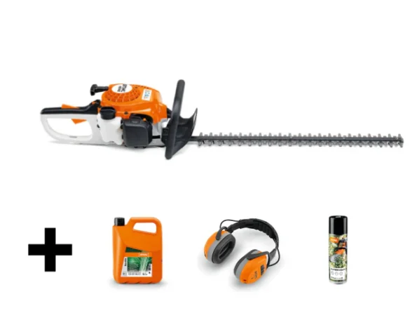 Stihl HS 45 Benzine Heggenschaar 60 cm – Compleet Set met Gehoorbescherming, Stihl Motomix & SuperClean