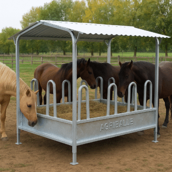 AGRIBALLE rechte hooiruif voor paarden – Stevige voerbak in verzinkt staal